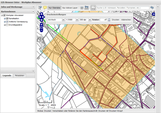 Screenshot - Selecting a print extent